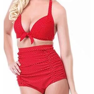 MUZI 50s high waist two piece bikini retro 50s pinup rockabilly size XL
